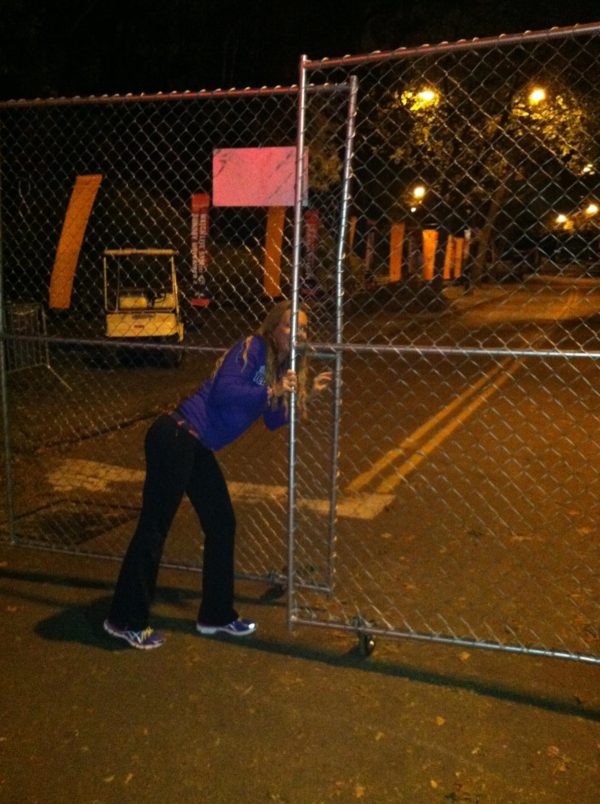Sneaking into Central Park to run through the finish line ;0